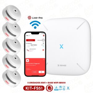 Kit de 5 Mini alarmas de incendio inalámbrica interconectada con base y conexión WIFI